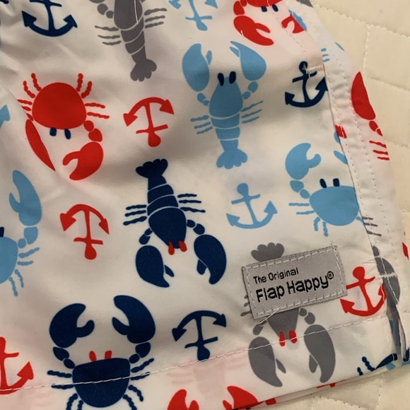 NWT Flap Happy Swim Trunks, Blue & Red Crab & Lobster Design, Boys Size 6M - Picture 6 of 10